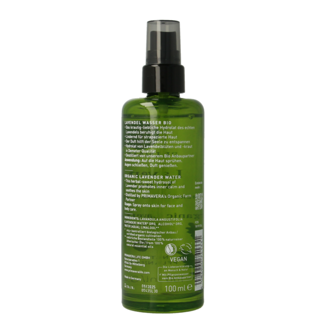 Primavera Lavendelwasser Bio 100 Milliliter