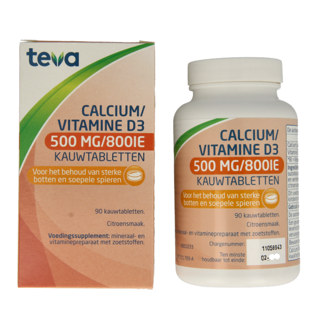 Calcium / vitamine D 500 mg / 800 UI 90 comprimés à croquer