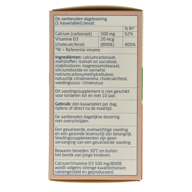 Calcio / vitamina D 500mg / 800UI 90 comprimidos masticables