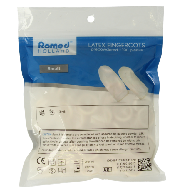 Romed Latex Finger Cots Size S 100 Pieces