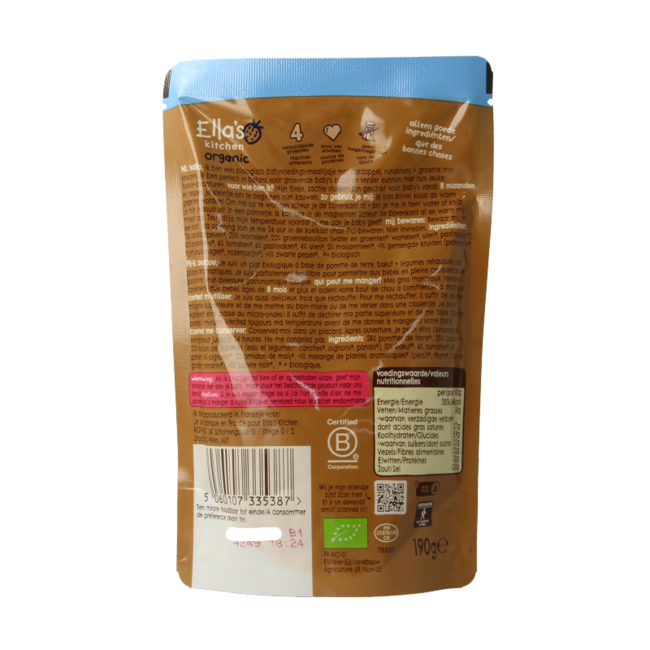 Ragoût de bœuf réconfortant 8+ mois bio 190 grammes