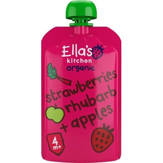 Ella's Kitchen Puré de fresa, ruibarbo y manzana 4+ meses bio 120 g