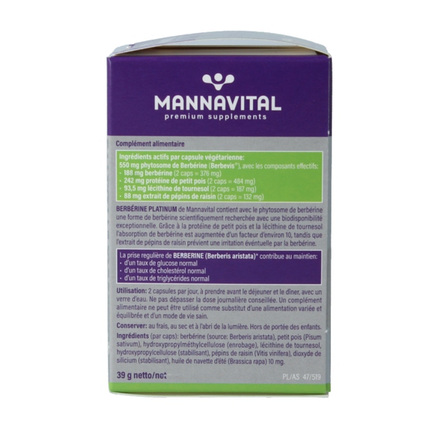 Mannavital Berberine platinum 60 Cápsulas vegetarianas