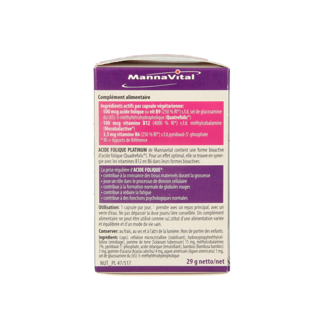 Mannavital Foliumzuur platinum 90 Cápsulas vegetarianas