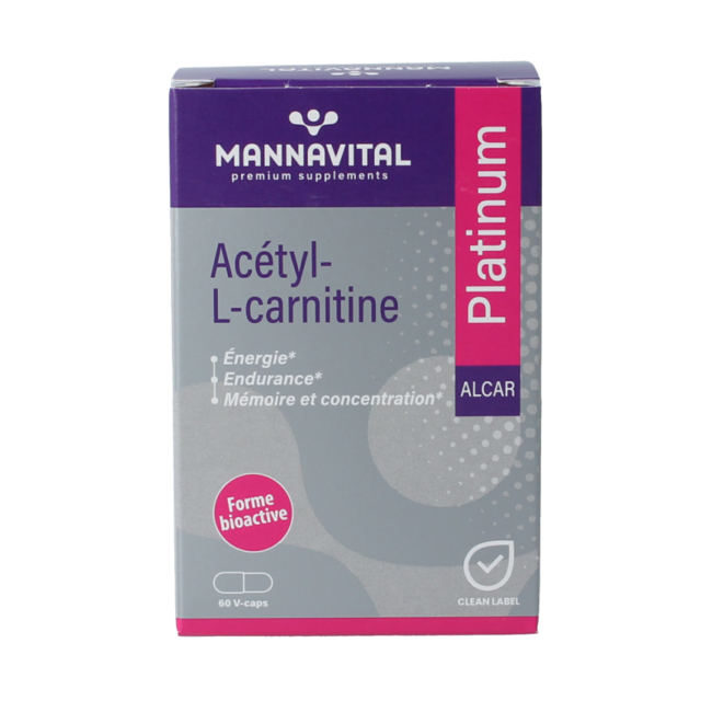 Mannavital Acetyl-L-Carnitine Platinum 60 Vegetarian Capsules
