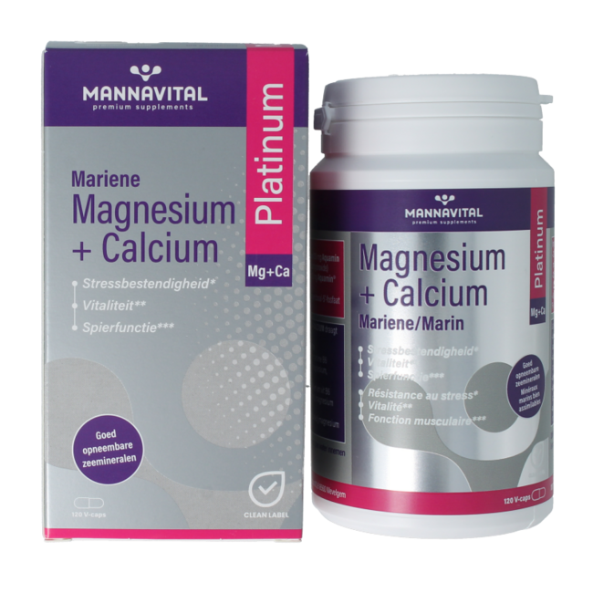 Mannavital Marines Magnesium + Calcium Platinum 120 Vegetarische Kapseln