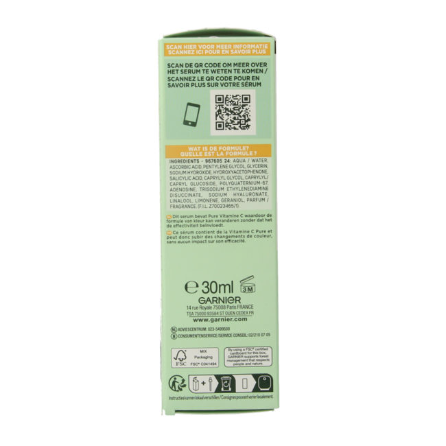 Siero Notte Garnier SkinActive Vitamina C Acido Ialuronico 30 Millilitri