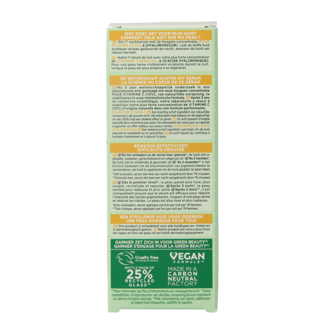 Garnier SkinActive Sérum de Nuit Vitamine C et Acide Hyaluronique 30 ml