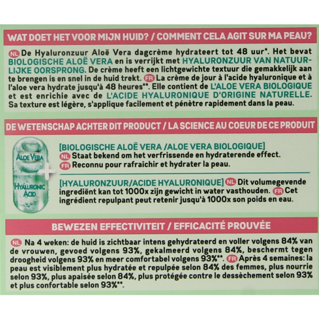 Garnier SkinActive crema de día ácido hialurónico aloe vera 50 mililitros