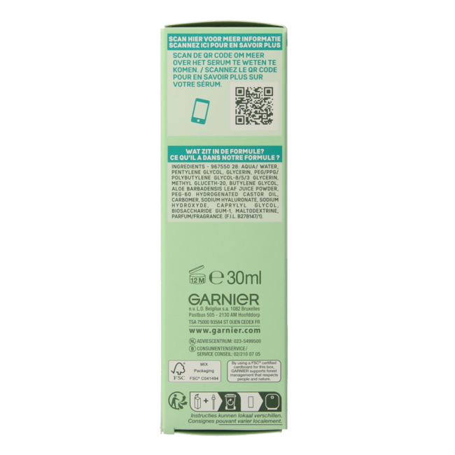 Garnier SkinActive serum hyaluronzuur aloe vera 30 Milliliter