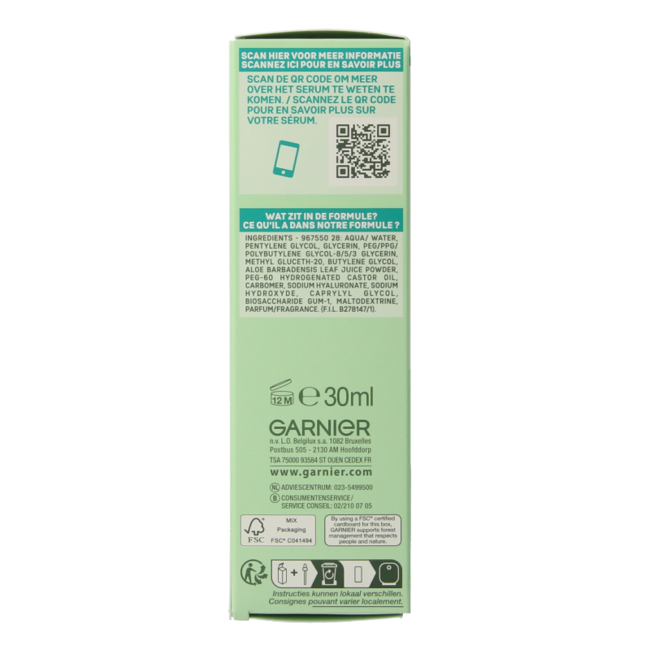 Serum Garnier SkinActive z kwasem hialuronowym i aloesem, 30 Mililitrów