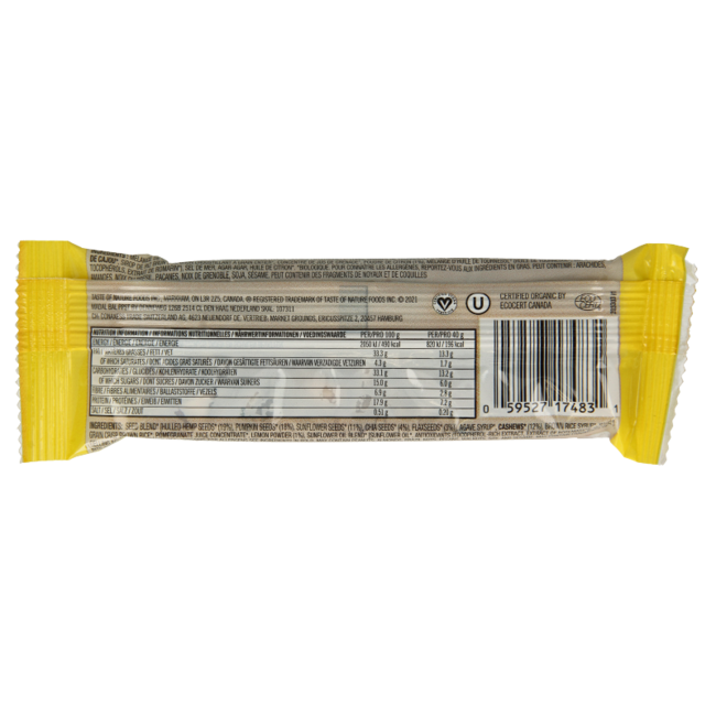 Taste Of Nature Organic Lemon Cashew Bar 40g