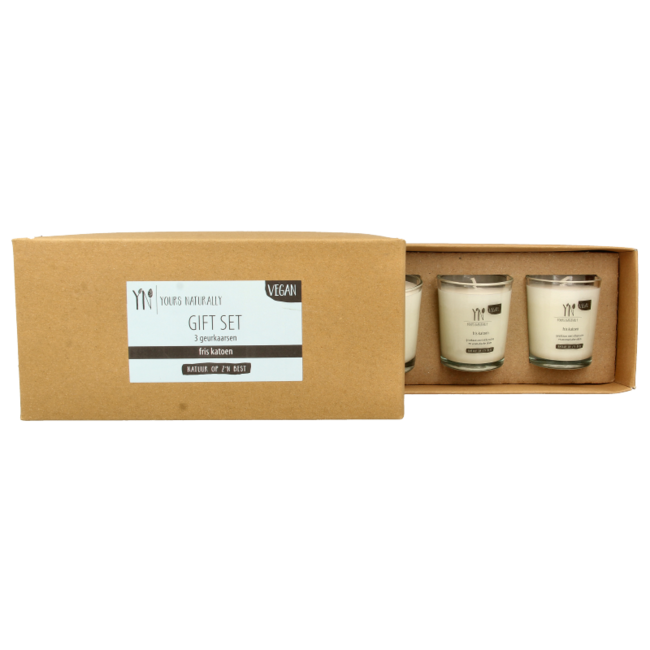 Yours Naturally Giftset 3 Votiv-Duftkerzen frische Baumwolle 1 Set