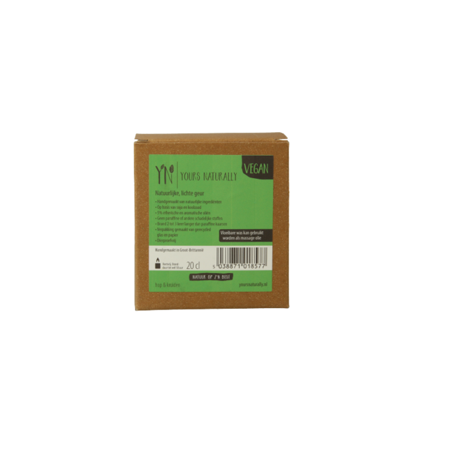 Yours Naturally Geurkaars in glas hop & kruiden 20cl 1 Stuks