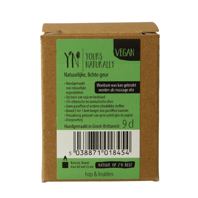 Bougie parfumée votive Yours Naturally houblon & herbes 9 cl 1 pièce