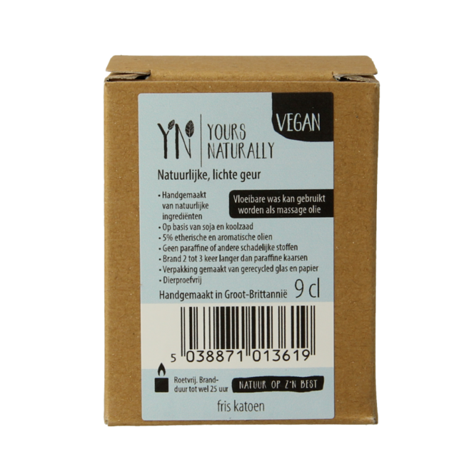 Vela aromática votiva Yours Naturally algodón fresco 9 cl 1 unidad