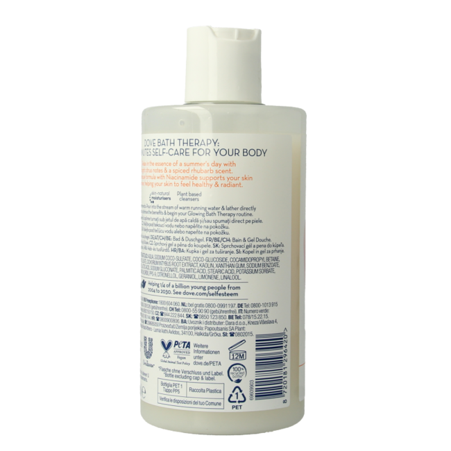 Dove Bagnoschiuma e Gel Doccia Glow 400 Millilitri