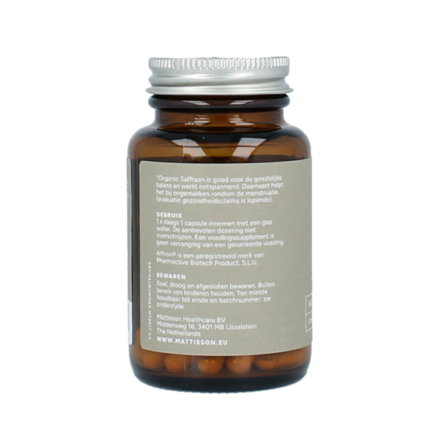Mattisson Azafrán orgánico 30mg bio 60 Cápsulas vegetarianas