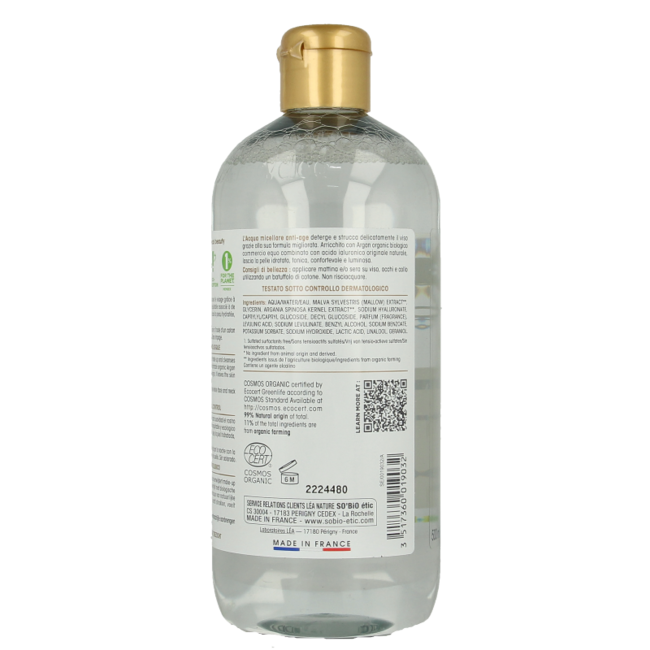 Eau micellaire anti-âge à l'argan So Bio Etic 500 ml