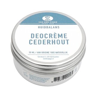 van der Pigge van der Pigge Huidbalans Deodorante in Crema Cedro 50 Millilitri
