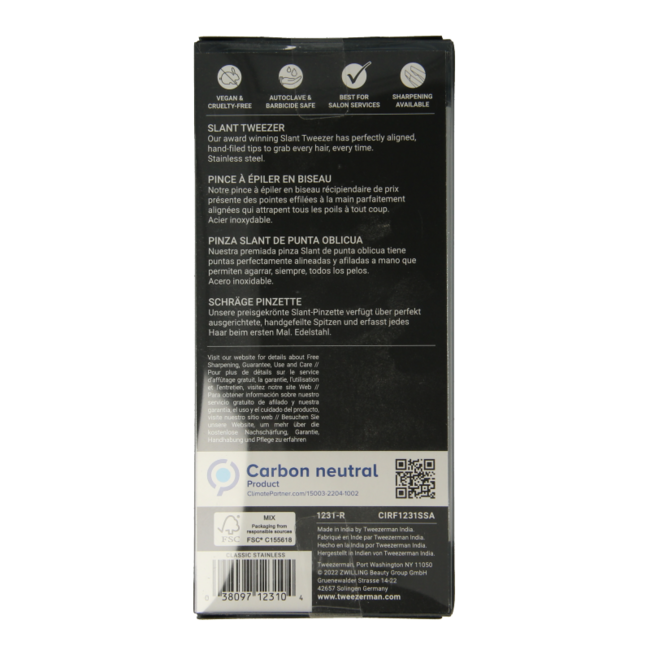 Tweezerman Slant tweezer klassiek stainless steel 1 Stuks