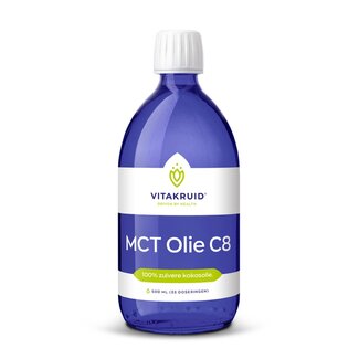 Vitakruid Olio MCT C8 100% puro & olio di cocco sostenibile 500 Millilitri