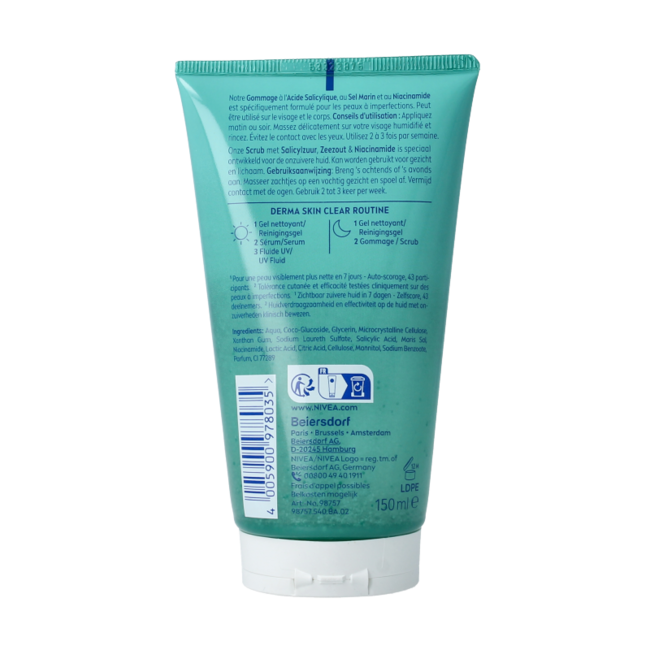 Nivea Derma Skin Clear Exfoliante 150 mililitros
