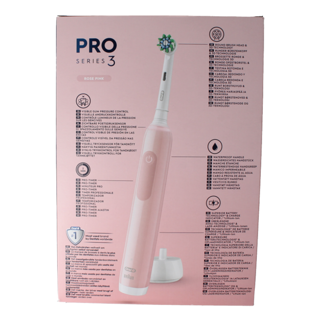 Elektrische Zahnbürste Pro 3 3900 Schwarz Pink 1 Set