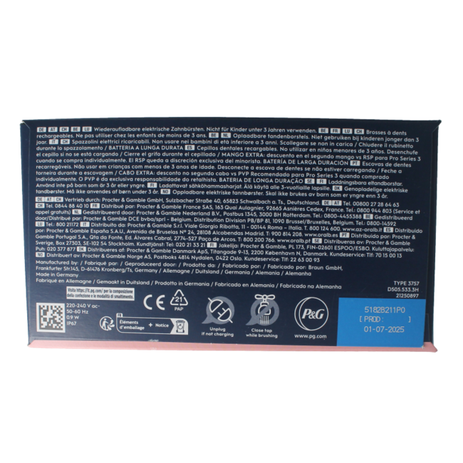 Elektrische Zahnbürste Pro 3 3900 Black Pink 1 Set