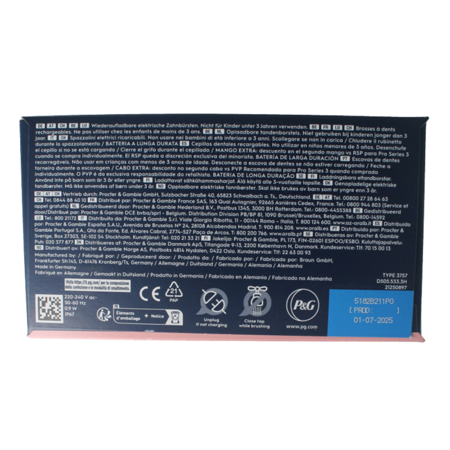 Elektrische Zahnbürste Pro 3 3900 Schwarz Pink 1 Set