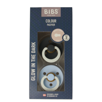 Bibs Dummy size 2 iron/baby blue night 2 pack 2 pieces