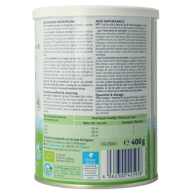 2 Organic follow-on milk based on goat's milk 400 Gram