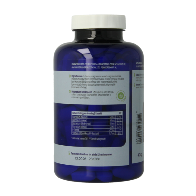 Magnesium 200 Complex Tauraat Malaat Bisglycinaat 180 Tabletten