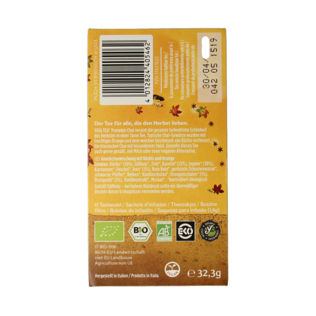 Pumpkin chai organic 17 Bags