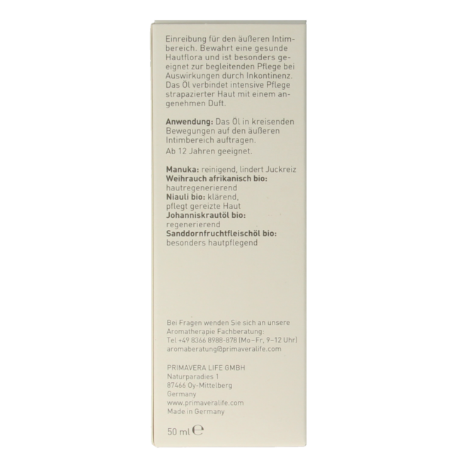 Primavera Aceite de cuidado íntimo bio 50 ml