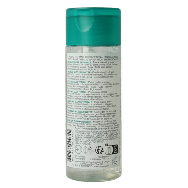 Uriage Thermal Micellar Water combination to oily skin 100ml