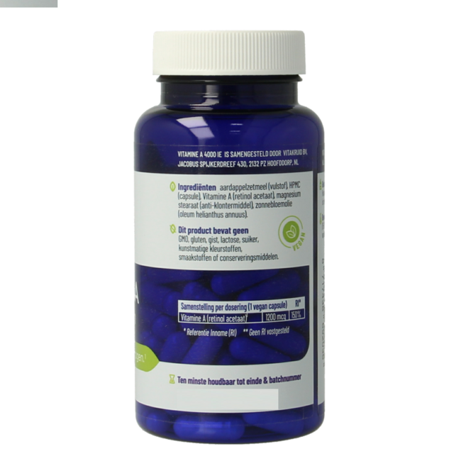 Vitamina A Retinol Acetato 4000 UI Vegano 90 cápsulas vegetarianas