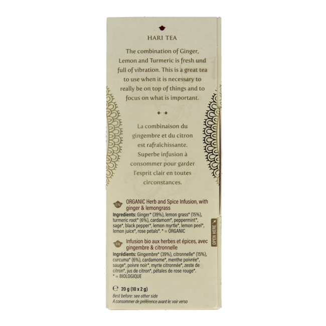 Hari Tea Gingembre Citron & Curcuma Mindscape Gingembre Bio 10 Sachets