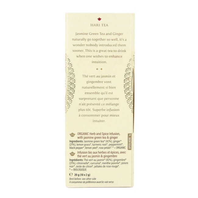 Hari Tea Jasmine tea & ginger within & without organic 10 Bags