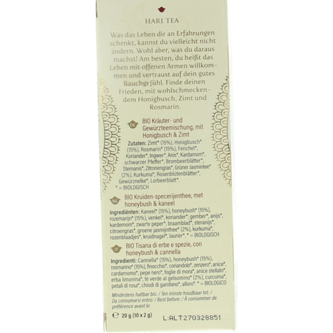 Hari Tea Honeyrush Cinnamon Rosemary Lightness Organic 10 Bags