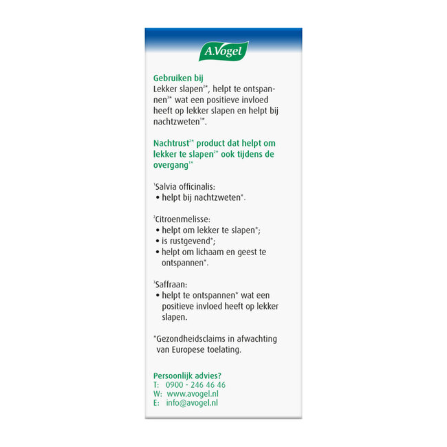 Nachtrust tabletten overgang 30 Stuks