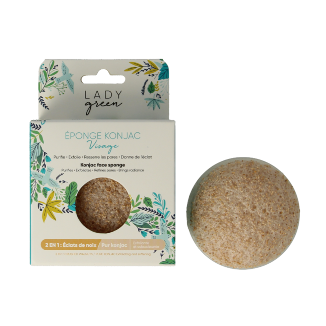 Lady Green Konjac Gesichtsschwamm Crushed Walnut 1 Stück
