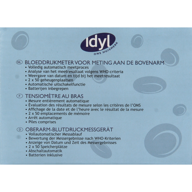 Idyl Oberarm-Blutdruckmessgerät / Tensiomètre au bras 1 Stück
