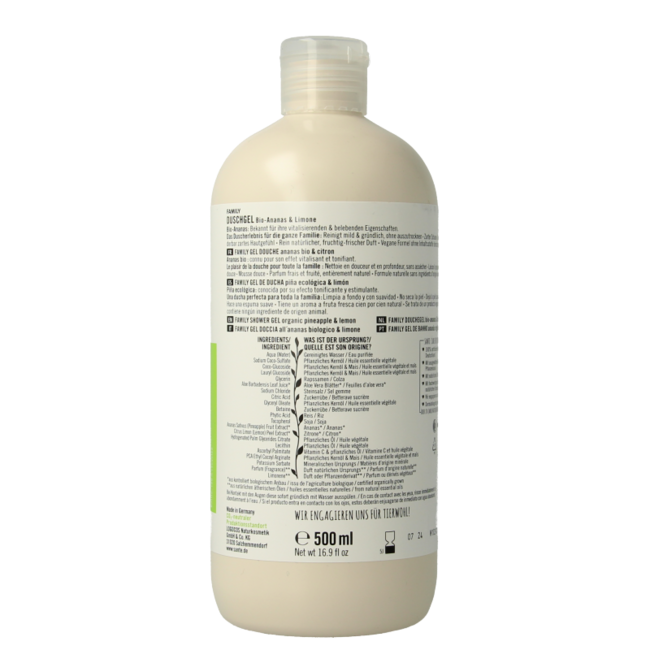 Gel de ducha Sante Family piña y limón 500 mililitros