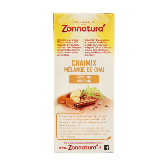Zonnatura Chai mix turmeric organic 20 Sachets