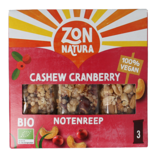 Zonnatura Barre de noix cajou canneberge bio 75 g
