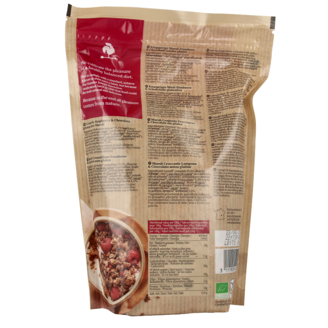 Muesli crujiente de frambuesa y chocolate Favrichon 375 g