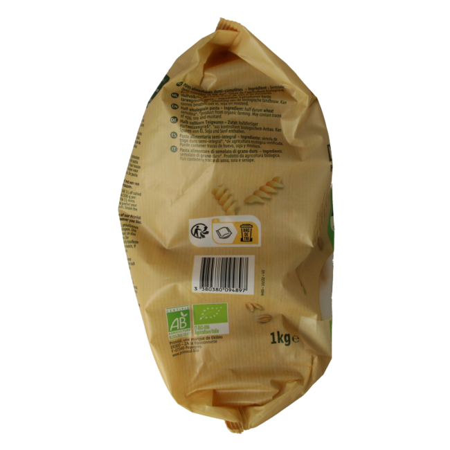 Primeal Fusilli halfvolkoren familie verpakking bio 1 Kilogram