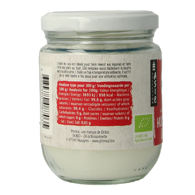 Primeal Aceite de coco vegano bio 200 mililitros