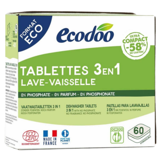 Ecodoo Vaatwas tabletten 3-in-1 geconcentreerd XL bio 60 Stuks